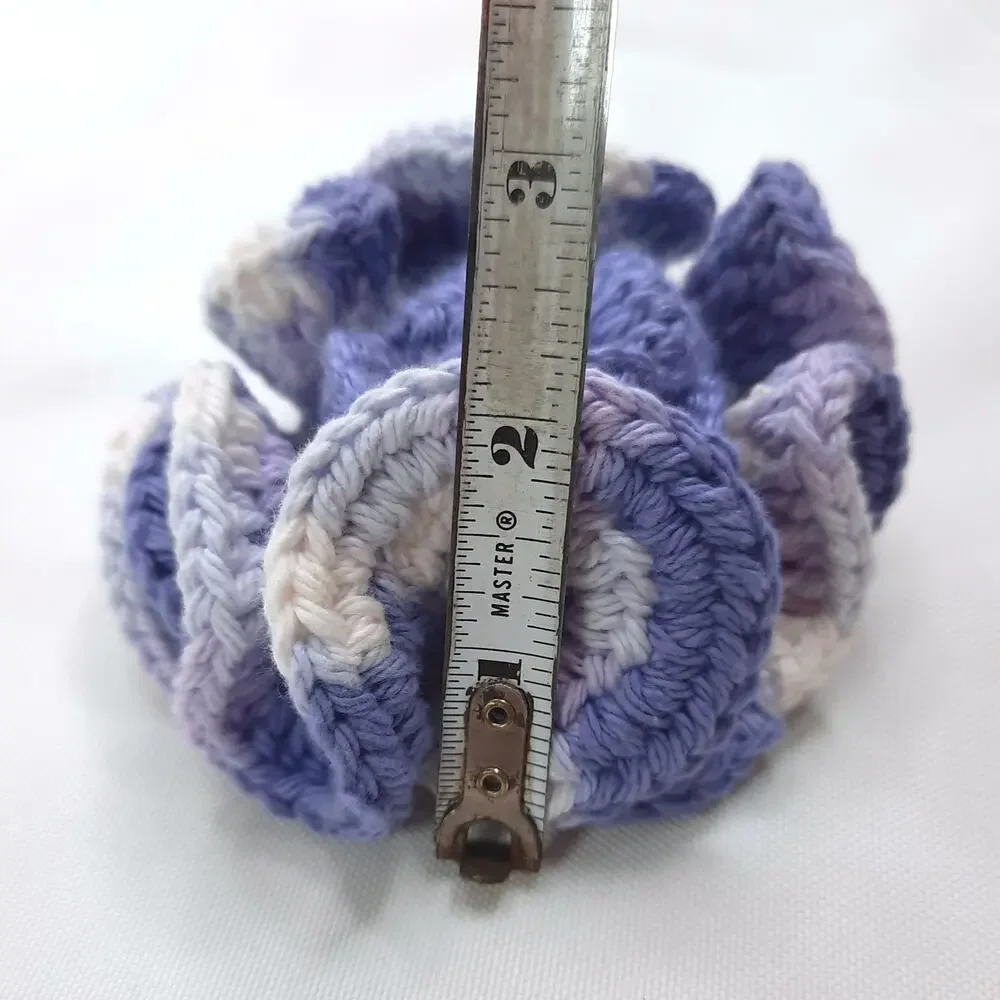 Layered Crochet Flower Brooch Handmade 3D Ruffles Colorful Purples Cream Pin NEW